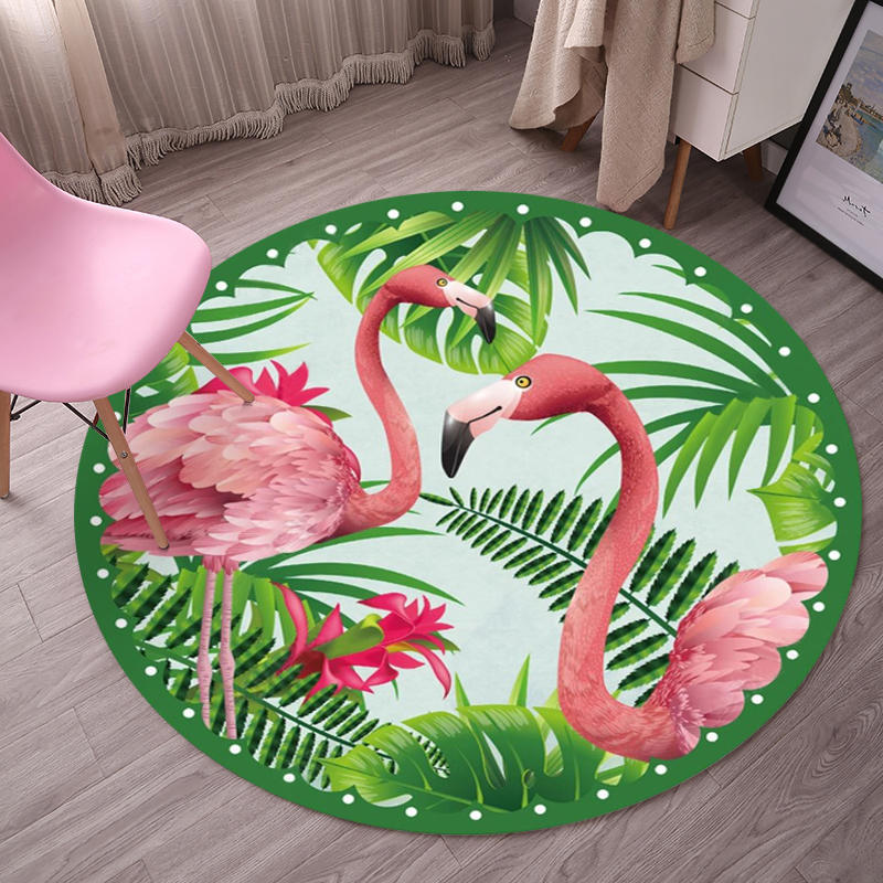 Avtoit | Tropical Flamingo Rug Multicolor Synthetic Rug Washable Non-Slip Backing Pet Friendly Rug for Living Room