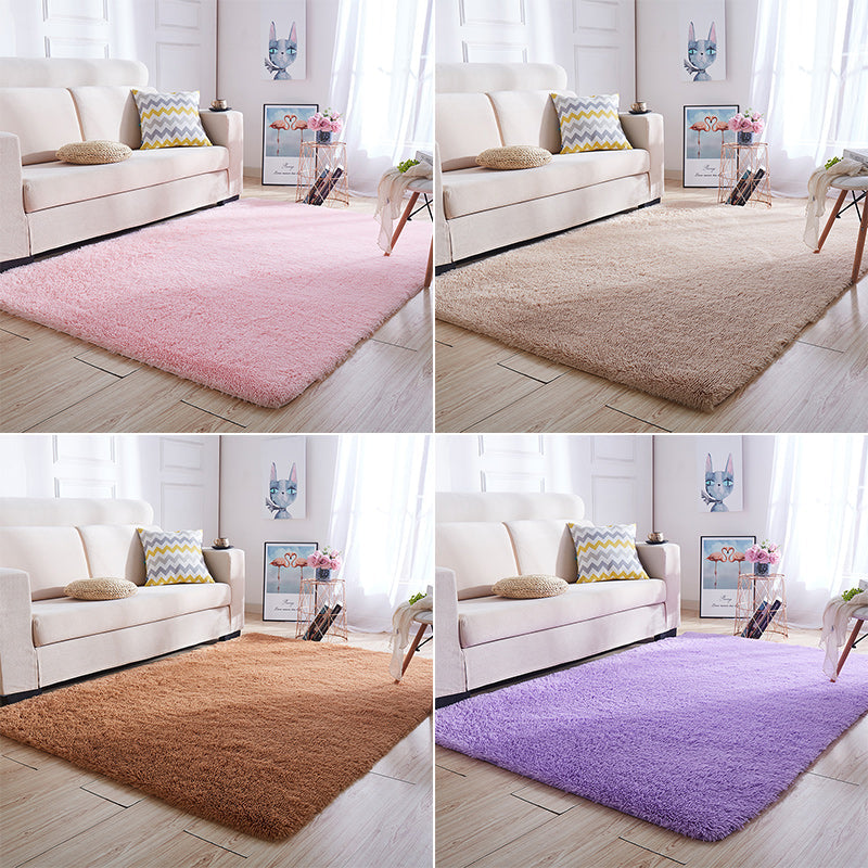 Avtoit | Multicolored living room rug Nordic simple rug fluffy machine washable stain resistant non-slip back rug with braided edge