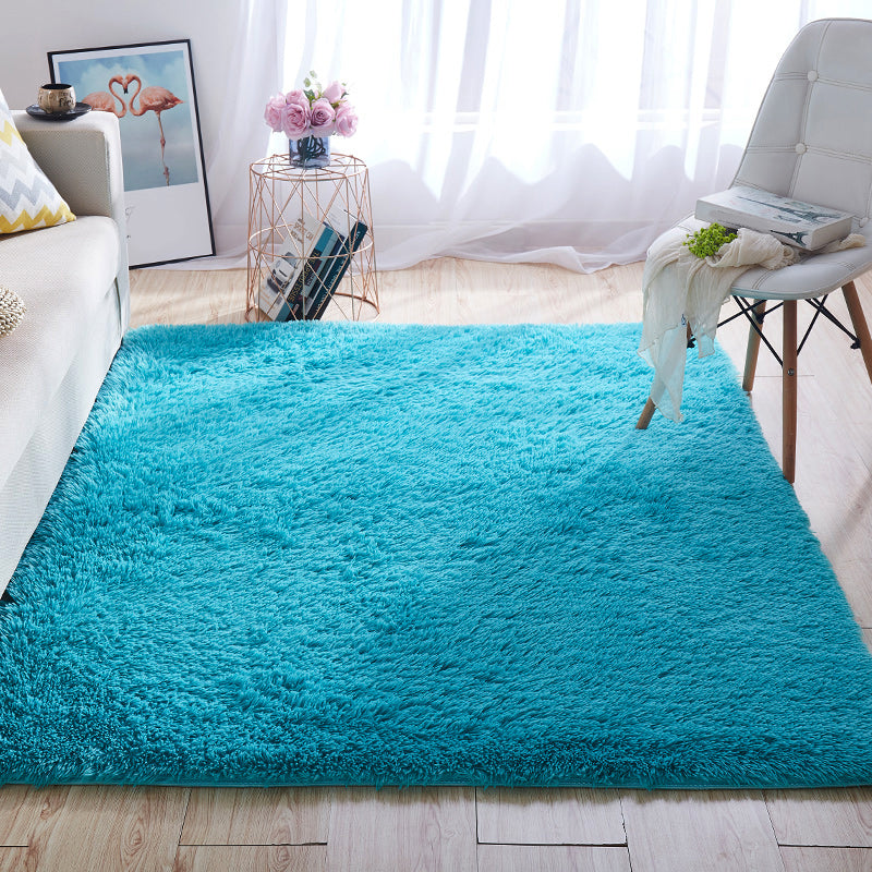 Avtoit | Multicolored living room rug Nordic simple rug fluffy machine washable stain resistant non-slip back rug with braided edge