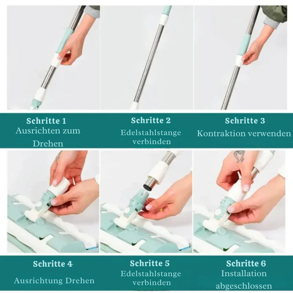 Avtoit | Flat Mop with Stainless Steel Handle – Effortless Floor Cleaning without Bending