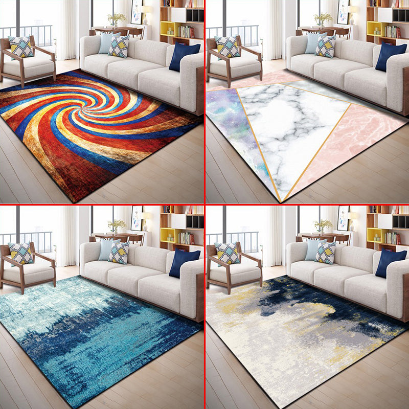Avtoit | Multi Color Geometric Graphic Rug Polypropylene Novelty Rug Machine Washable Non-Slip Stain Resistant Rug for Large Room