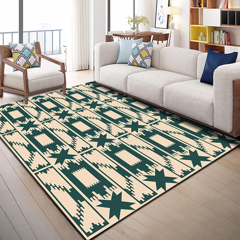 Avtoit | Multi Color Geometric Graphic Rug Polypropylene Novelty Rug Machine Washable Non-Slip Stain Resistant Rug for Large Room