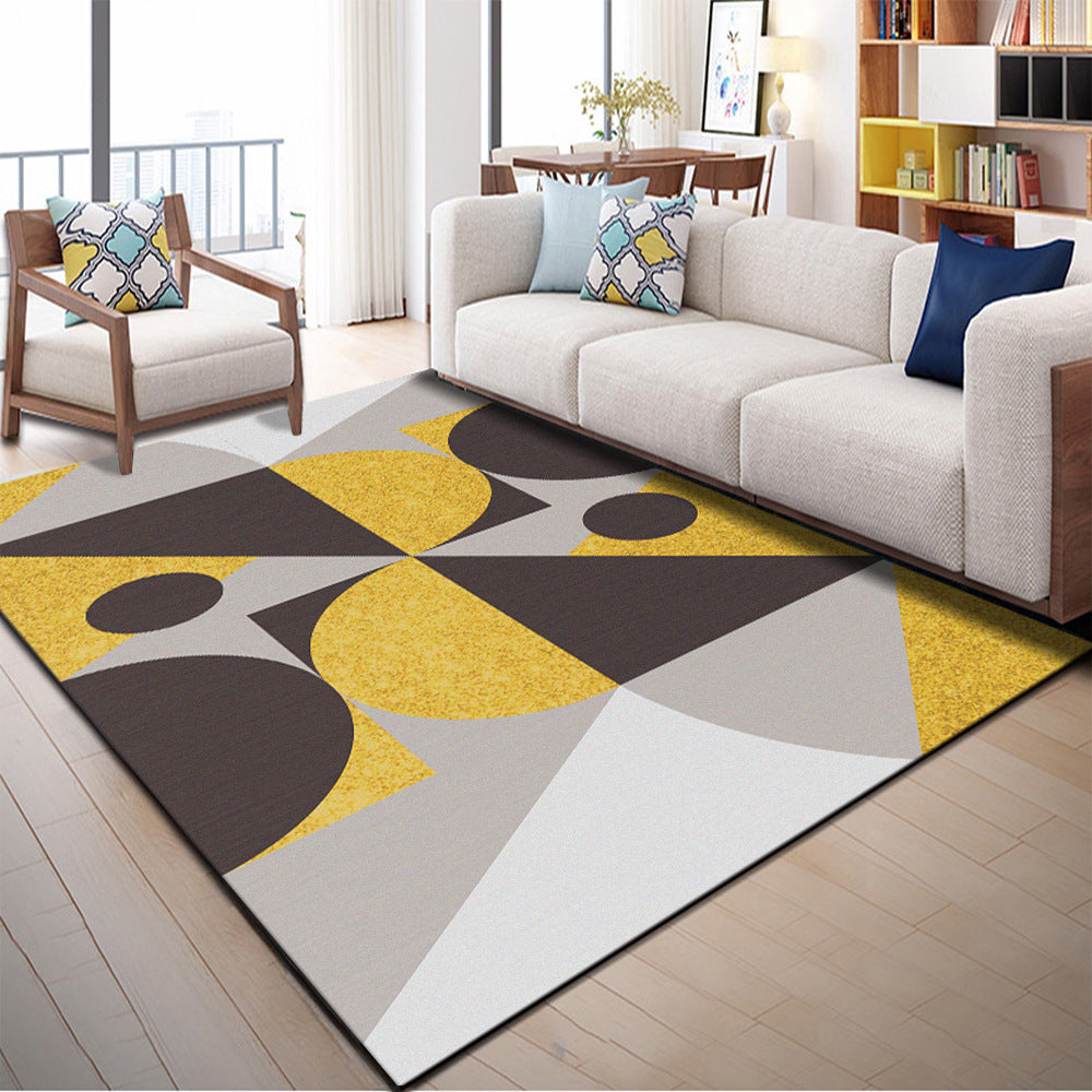 Avtoit | Multi Color Geometric Graphic Rug Polypropylene Novelty Rug Machine Washable Non-Slip Stain Resistant Rug for Large Room