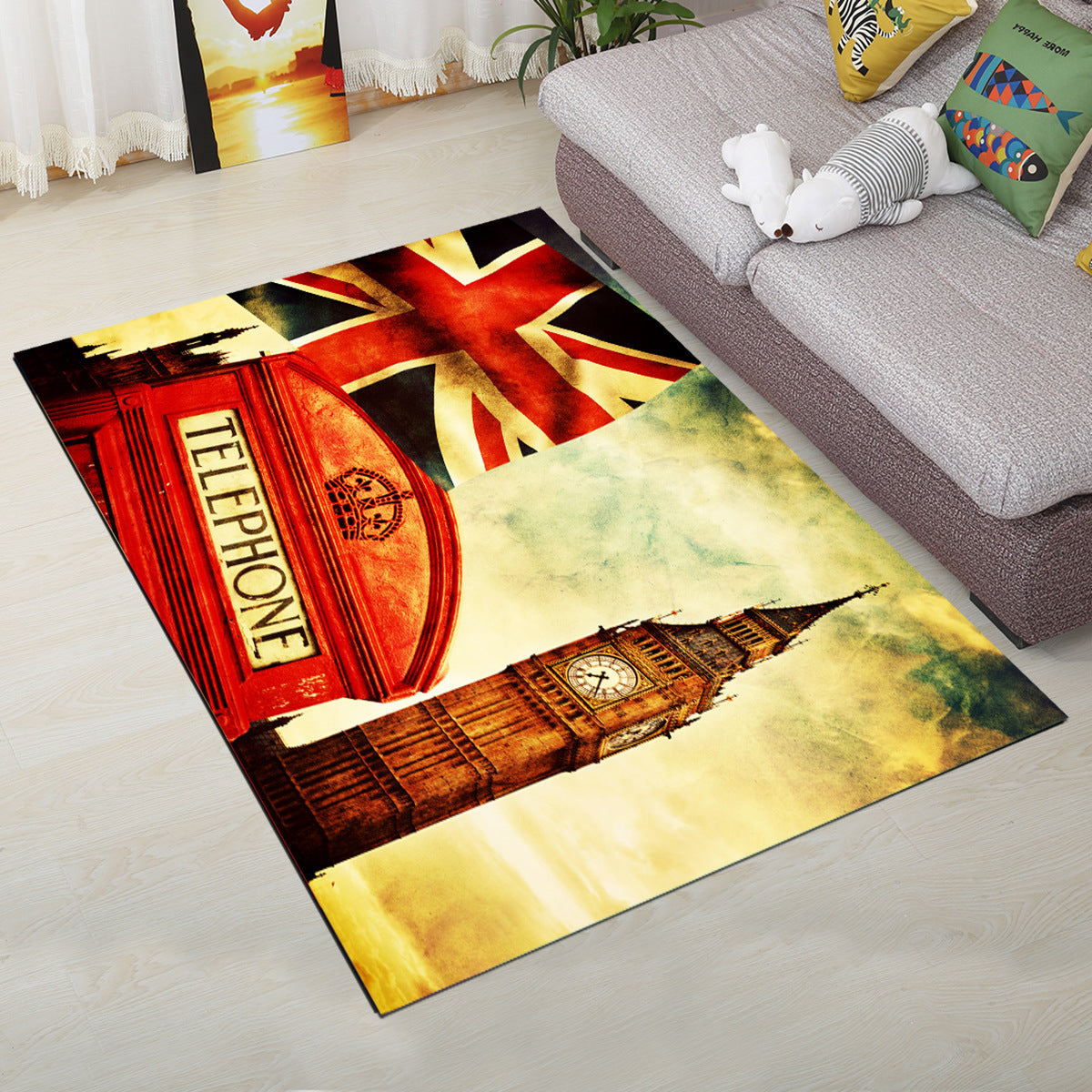 Avtoit | Personality Scandinavian Carpet Multi Colors 3D Print Scenery Carpet Washable Non-slip Stain-resistant Rug for Home