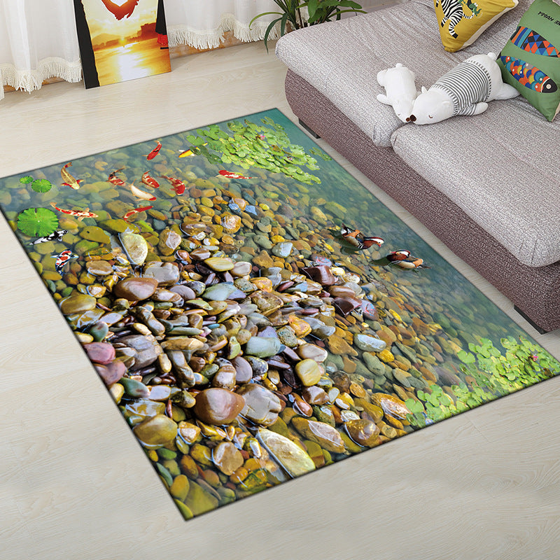 Avtoit | Multi-Color Modern Rug Polyester Digital Graphic Living Room Rug Non-Slip Back Pet-Friendly Washable Rug for Guest Room