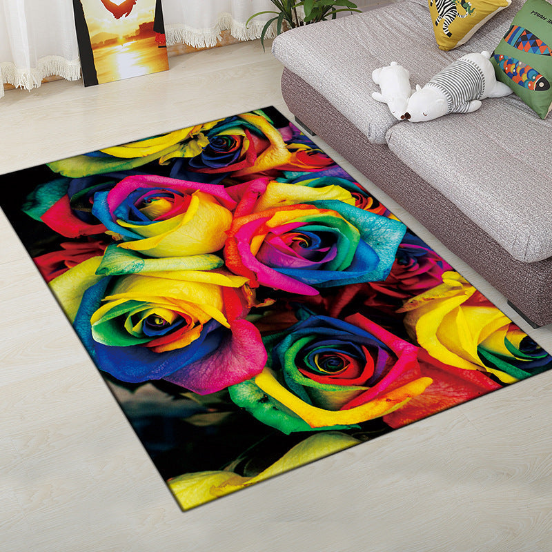 Avtoit | Multi-Color Modern Rug Polyester Digital Graphic Living Room Rug Non-Slip Back Pet-Friendly Washable Rug for Guest Room