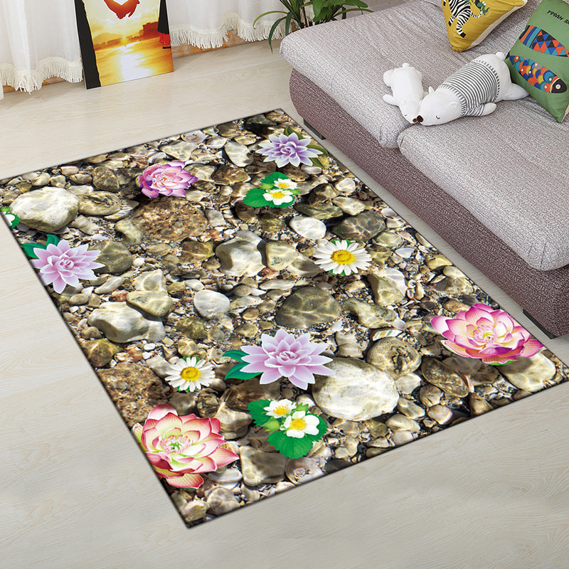 Avtoit | Multi-Color Modern Rug Polyester Digital Graphic Living Room Rug Non-Slip Back Pet-Friendly Washable Rug for Guest Room