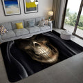 Avtoit | Hip Hop Living Room Rug Black Optical Illusions Skull Rug Polypropylene Stain Resistant Pet Friendly Non-Slip Back Area Rug