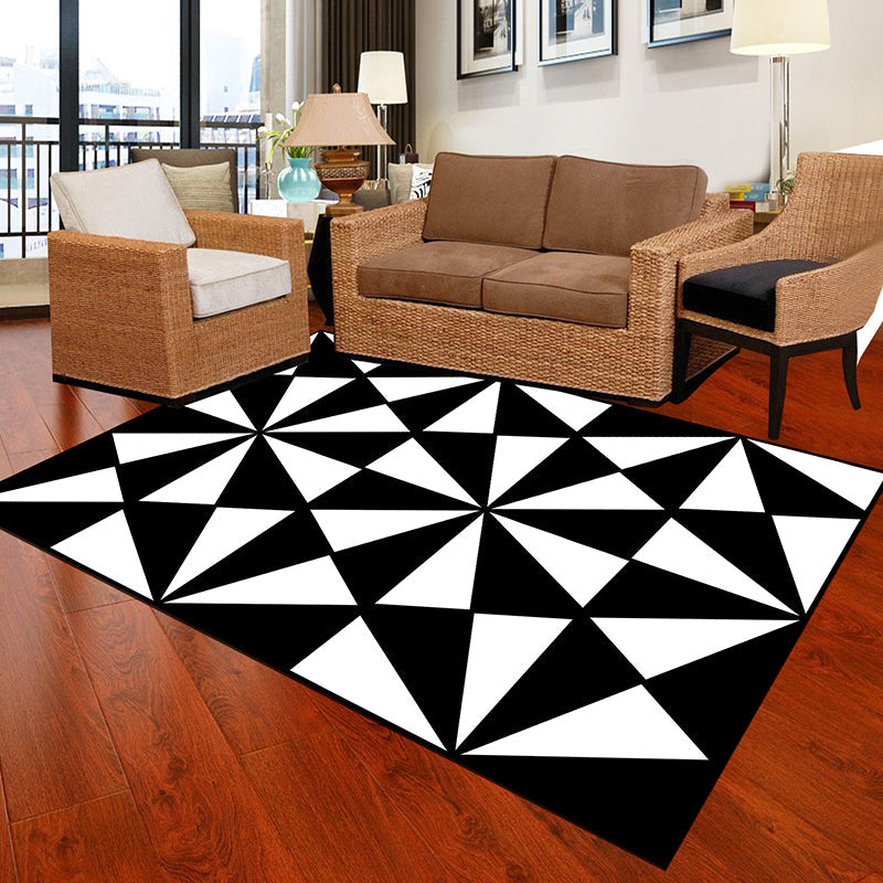 Avtoit | Black and White Novelty Rug Polypropylene Optical Illusions Geometric Carpet Stain Resistant Pet Friendly Non Slip Rug for Home