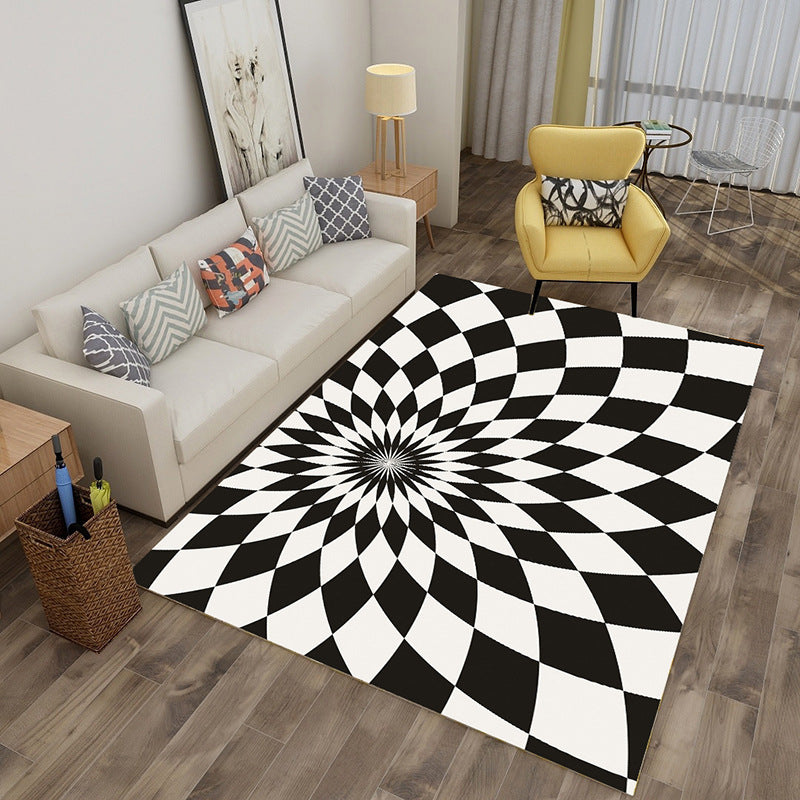 Avtoit | Enchanting Multicolor Novelty Carpet Synthetic Twist Checker 3D Illusion Rug Machine Washable Pet Friendly Non-Slip Rug for Room