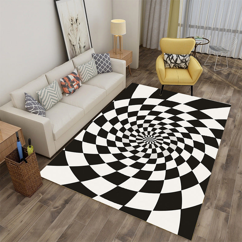 Avtoit | Enchanting Multicolor Novelty Carpet Synthetic Twist Checker 3D Illusion Rug Machine Washable Pet Friendly Non-Slip Rug for Room