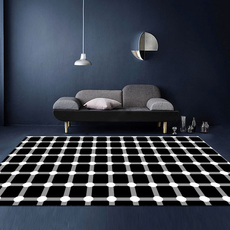 Avtoit | Unusual Visual Deception Rug Black and White Modern Area Rug Polypropylene Pet Friendly Machine Washable Non-Slip Rug for Home Deco