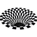 Avtoit | Decorative Black-White Modern Carpet Polyester 3D Trick Art Checked Pattern Carpet Stain-Resistant Non-Slip Backing Washable Carpet for Home