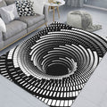 Avtoit | Modern Brain Deception 3D Carpet Black Synthetic Area Rug Machine Washable Stain Resistant Non-Slip Rug for Living Room