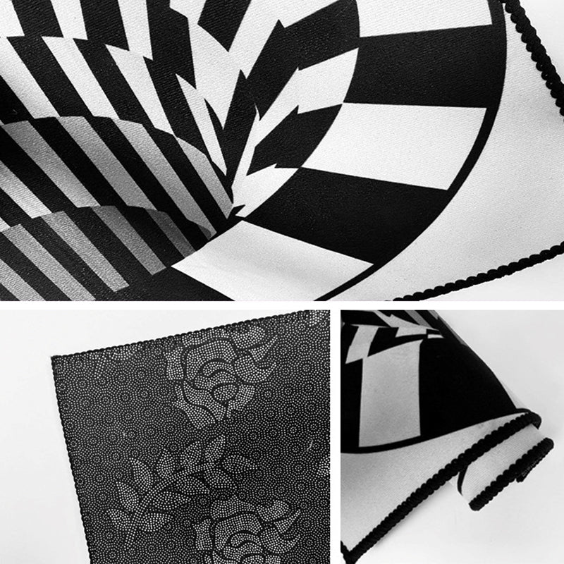 Avtoit | Interesting Novelty Dress Black-White 3D Illusion Checkered Fleece Stain-Resistant Pet-Friendly Anti-Slip Background Rug for Bedroom