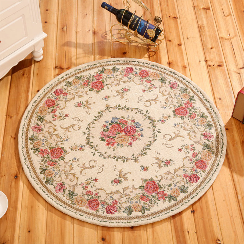 Avtoit | Rustic Flower Area Rug Multi Color Cotton Rug Non-Slip Washable Rug for Dining Room