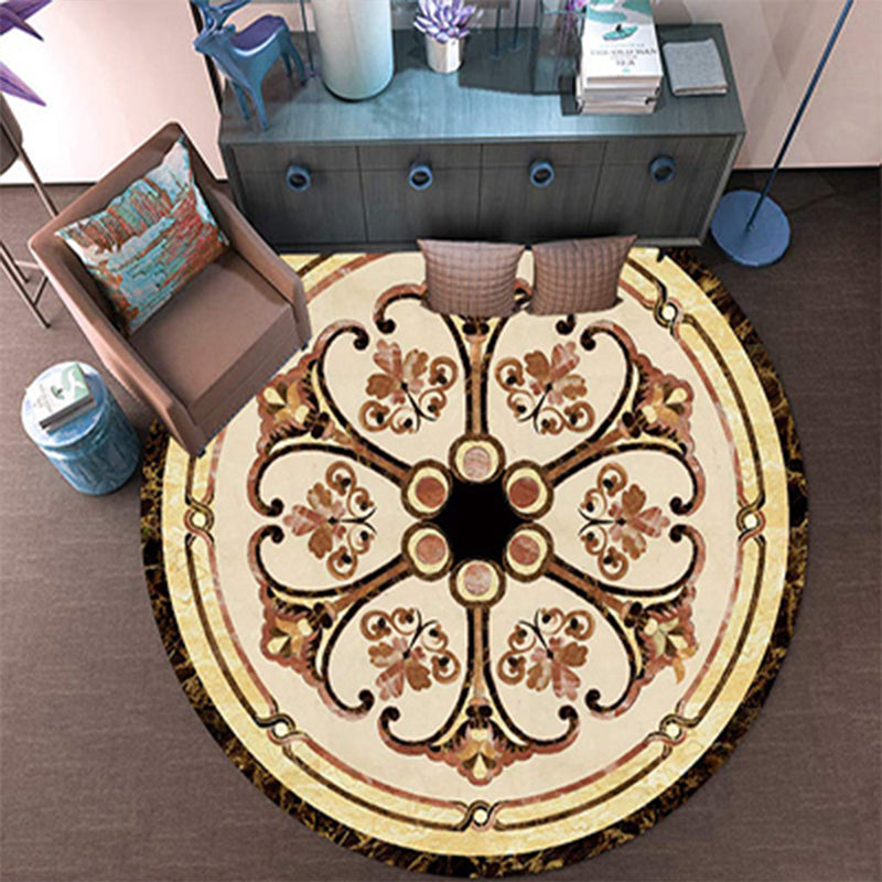 Avtoit | Victorian Bedroom Carpet Multicolored Peony Carpet Polyester Stain Resistant Washable Non-Slip Carpet