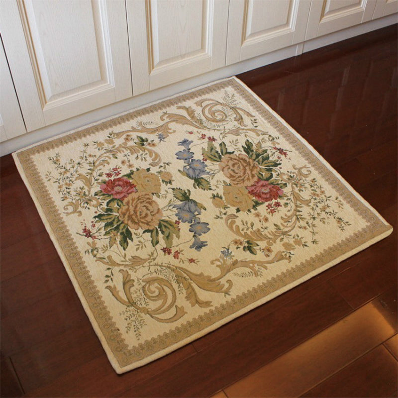 Avtoit | Multicolored Door Mat Retro Peony Carpet Cotton Non-Slip Pet Friendly Washable Indoor Mat