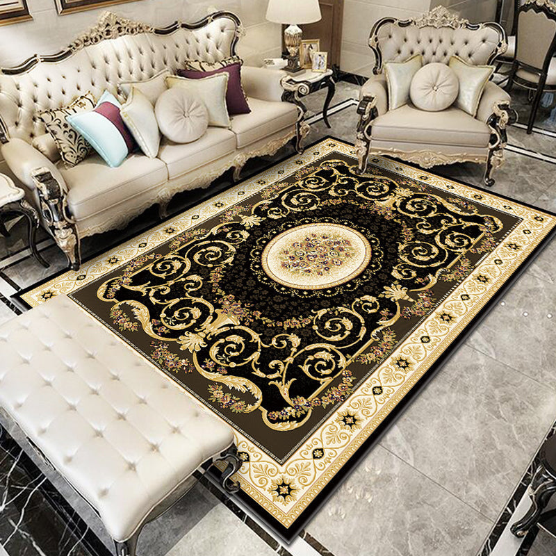 Avtoit | Glam Floral Swirls Rug Multicolor Victorian Rug Synthetic Pet Friendly Non-Slip Stain Resistant Carpet for Home