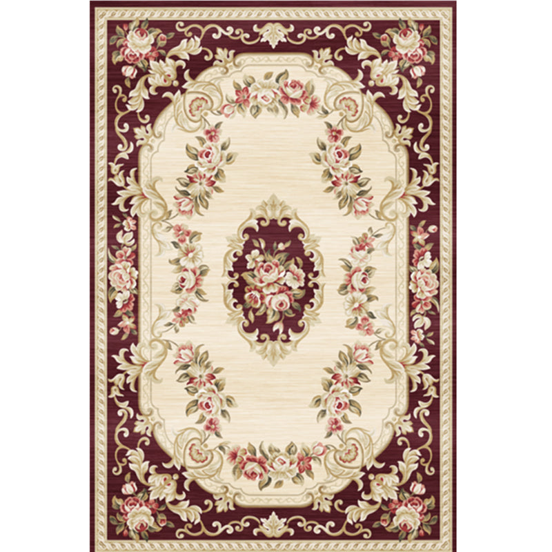 Avtoit | Peony Patterned Rug Multicolor Rug Stain Resistant Non-Slip Back Machine Washable Rug for Living Room
