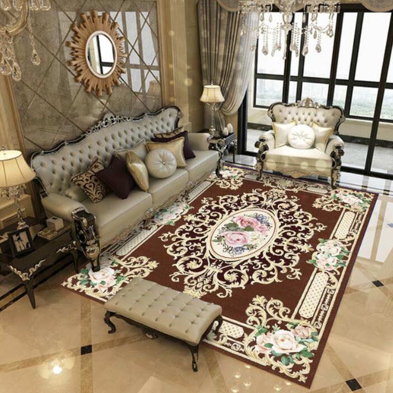 Avtoit | Empire Floral Area Rug Multicolor Victorian Carpet Synthetic Stain Resistant Non-Slip Backing Pet Friendly Rug for Lounge