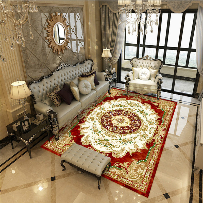 Avtoit | Beautiful Peony Print Rug Multicolor Classic Rug Polypropylene Non-slip Machine Washable Stain Resistant Rug for the Room