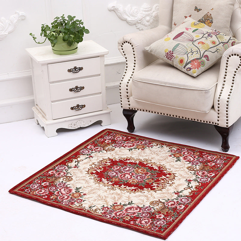 Avtoit | Victorian Style Foyer Carpet Multicolored Floral Pattern Carpet Polypropylene Pet Friendly Non-Slip Back Washable Carpet