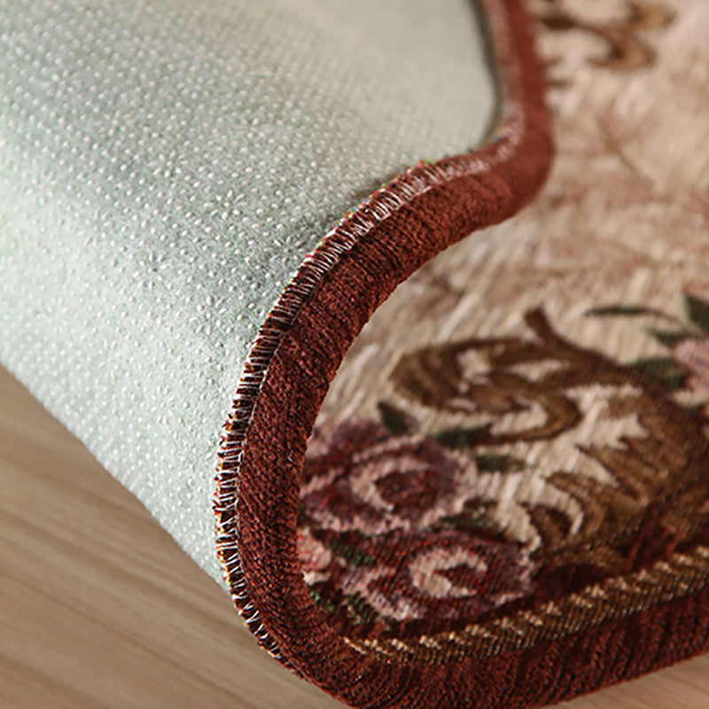 Avtoit | Victorian Style Foyer Carpet Multicolored Floral Pattern Carpet Polypropylene Pet Friendly Non-Slip Back Washable Carpet