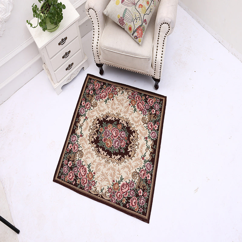 Avtoit | Victorian Style Foyer Carpet Multicolored Floral Pattern Carpet Polypropylene Pet Friendly Non-Slip Back Washable Carpet
