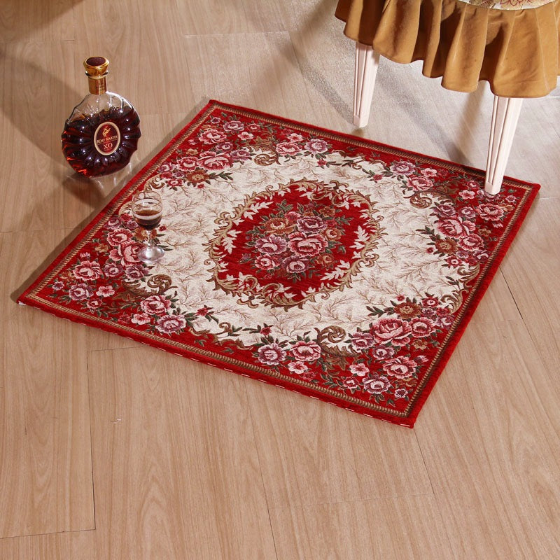 Avtoit | Victorian Style Foyer Carpet Multicolored Floral Pattern Carpet Polypropylene Pet Friendly Non-Slip Back Washable Carpet