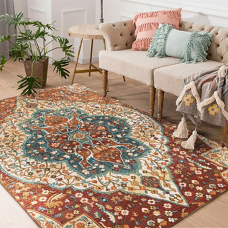 Avtoit | Worn Moroccan Rug Multicolored Patterned Rug Non-Slip Machine Washable Stain Resistant Rug for Home