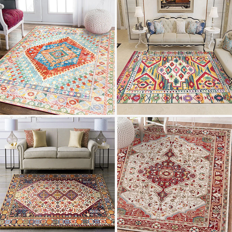 Avtoit | Moroccan living room carpet More colors Printed carpet Cotton Non-slip Machine washable Pet-friendly carpet