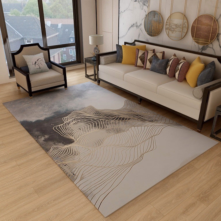 Avtoit | Asian abstract flowing print carpet Multicolor synthetic carpet pet-friendly washable non-slip flooring for living room