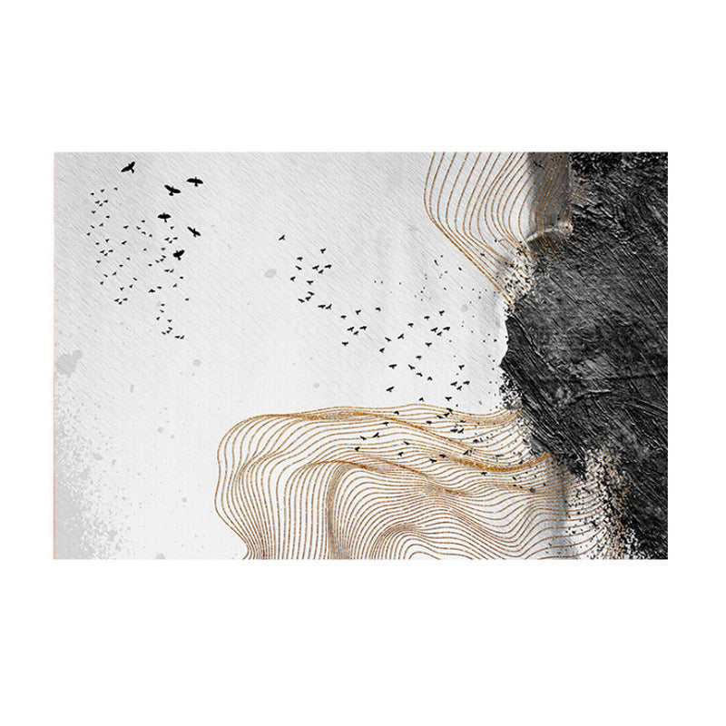 Avtoit | New Chinoiserie Area Rug Multi Colored Abstract Wave Rug Stain Resistant Washable Non-Slip Backing Rug for Lounge