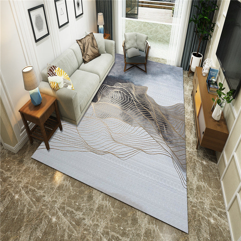 Avtoit | New Chinoiserie Area Rug Multi Colored Abstract Wave Rug Stain Resistant Washable Non-Slip Backing Rug for Lounge