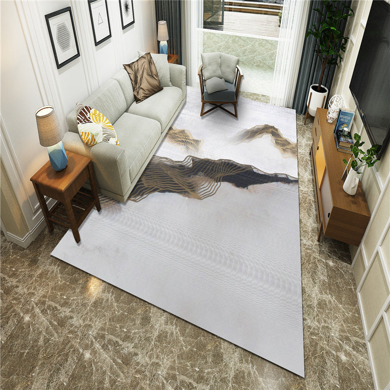 Avtoit | New Chinoiserie Area Rug Multi Colored Abstract Wave Rug Stain Resistant Washable Non-Slip Backing Rug for Lounge