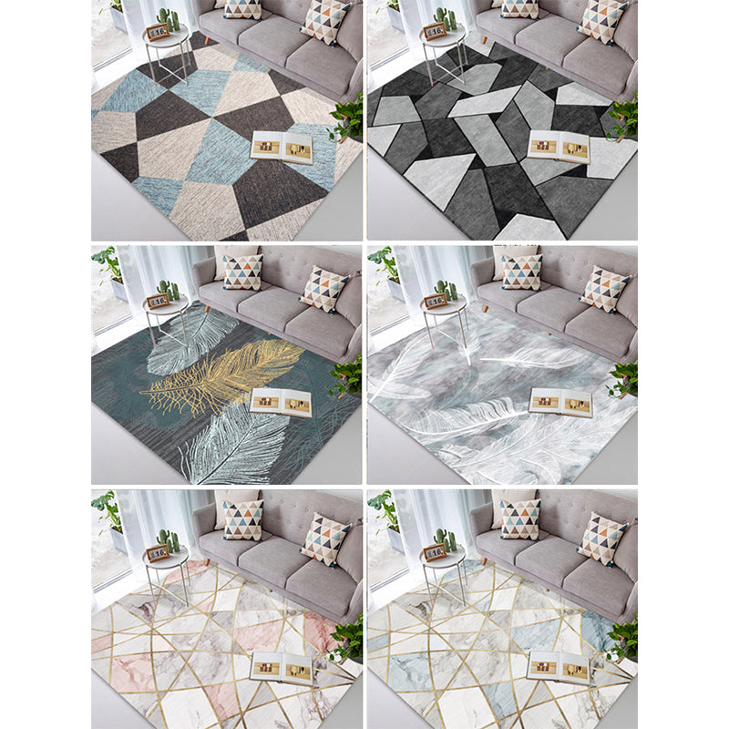 Avtoit | Beautiful Nordic Style Carpet Multicolor Geometric Color Block Carpet Machine Washable Stain Resistant Non-Slip Carpet for Large Room