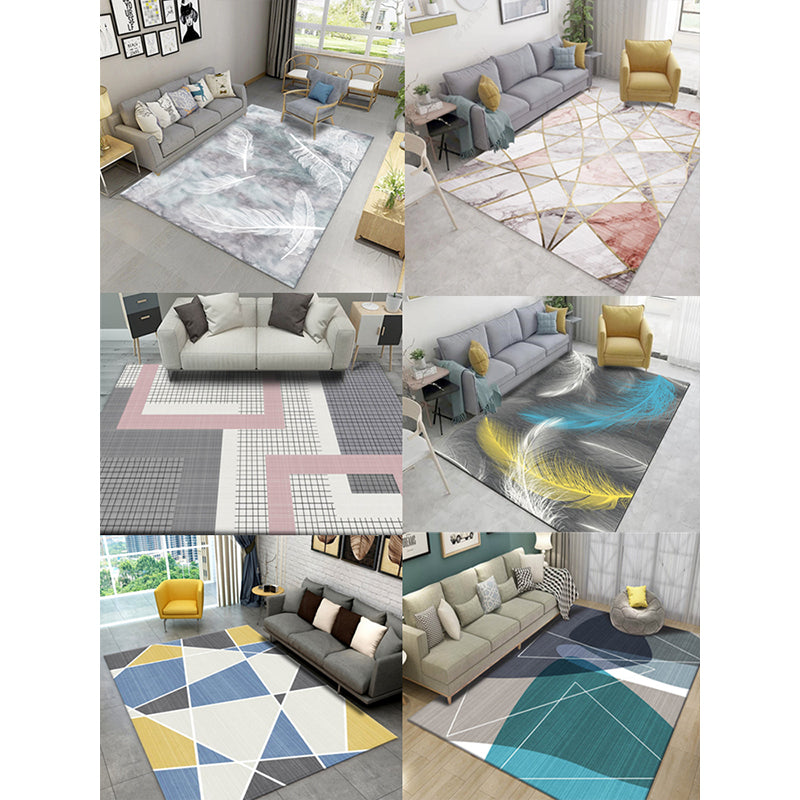 Avtoit | Beautiful Nordic Style Carpet Multicolor Geometric Color Block Carpet Machine Washable Stain Resistant Non-Slip Carpet for Large Room