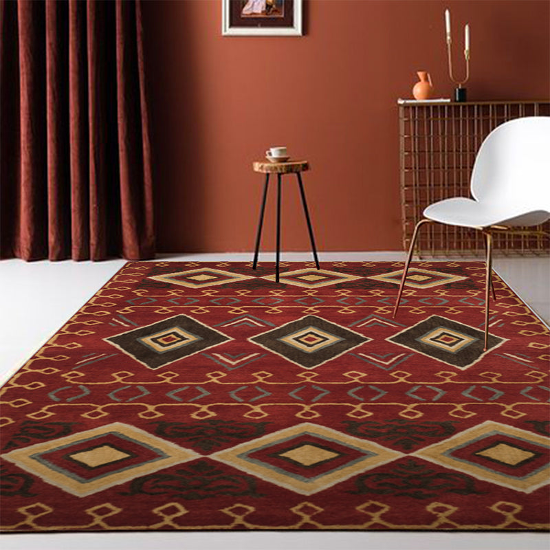 Avtoit | Exotic antique carpet multicolored geometric print rug non-slip back pet-friendly machine washable rug for large room