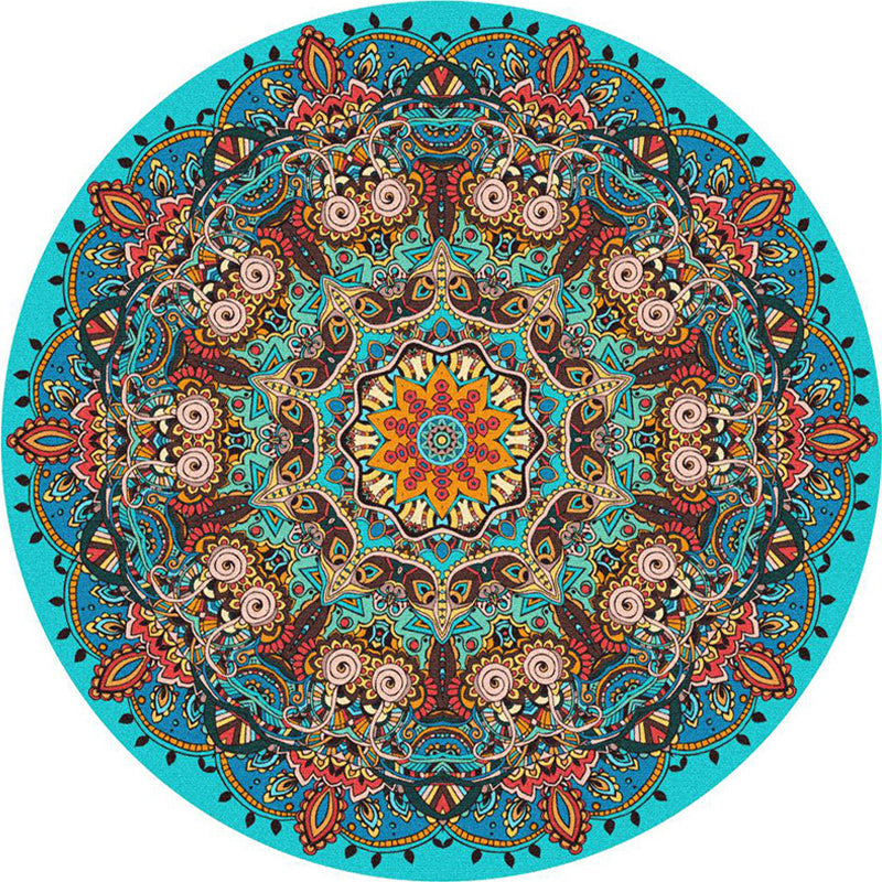 Avtoit | Ethnic Multicolor Print Carpet Polyester Persian Carpet Stain Resistant Machine Washable Non-Slip Carpet for the Living Room