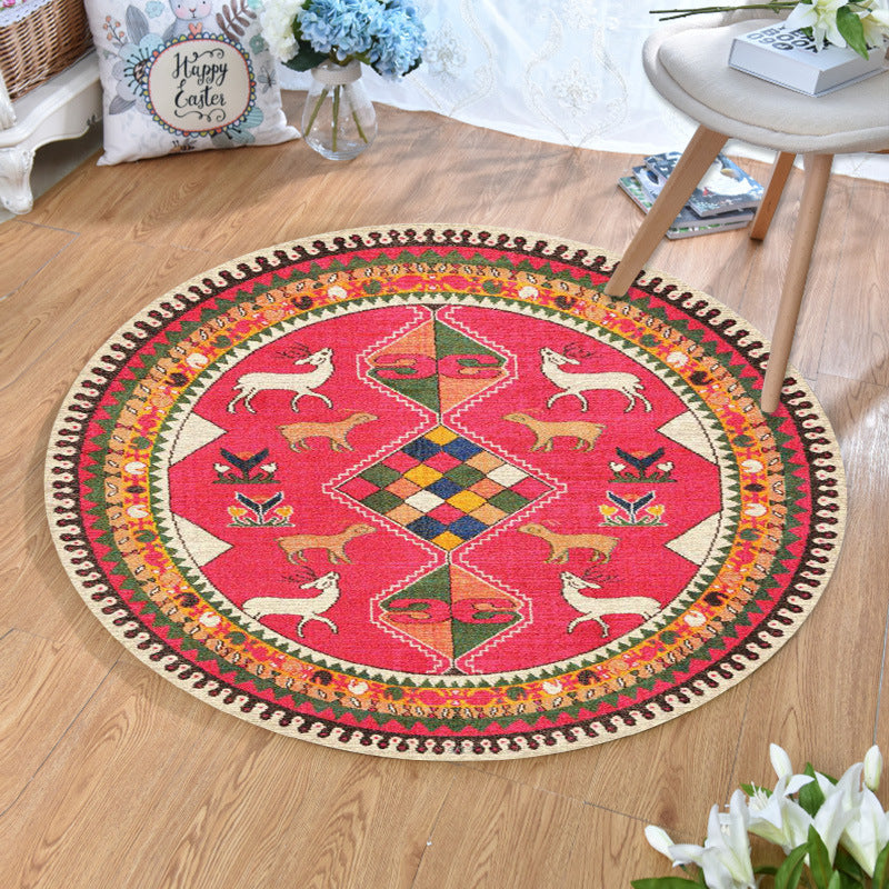 Avtoit | Ethnic Multicolor Print Carpet Polyester Persian Carpet Stain Resistant Machine Washable Non-Slip Carpet for the Living Room