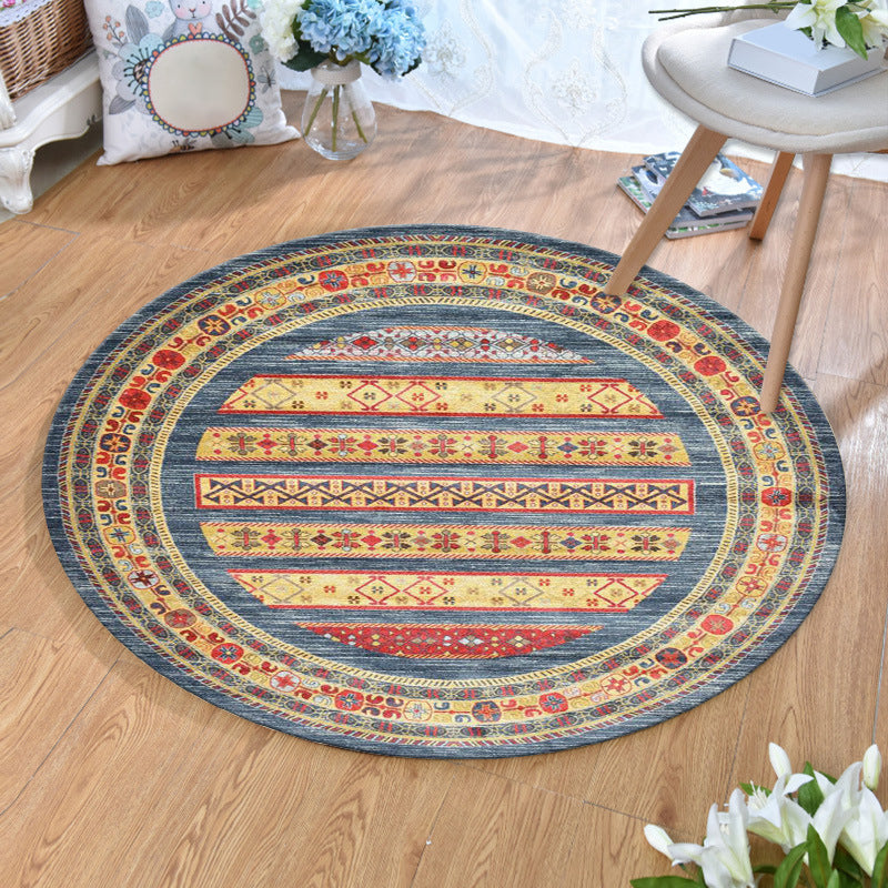 Avtoit | Ethnic Multicolor Print Carpet Polyester Persian Carpet Stain Resistant Machine Washable Non-Slip Carpet for the Living Room