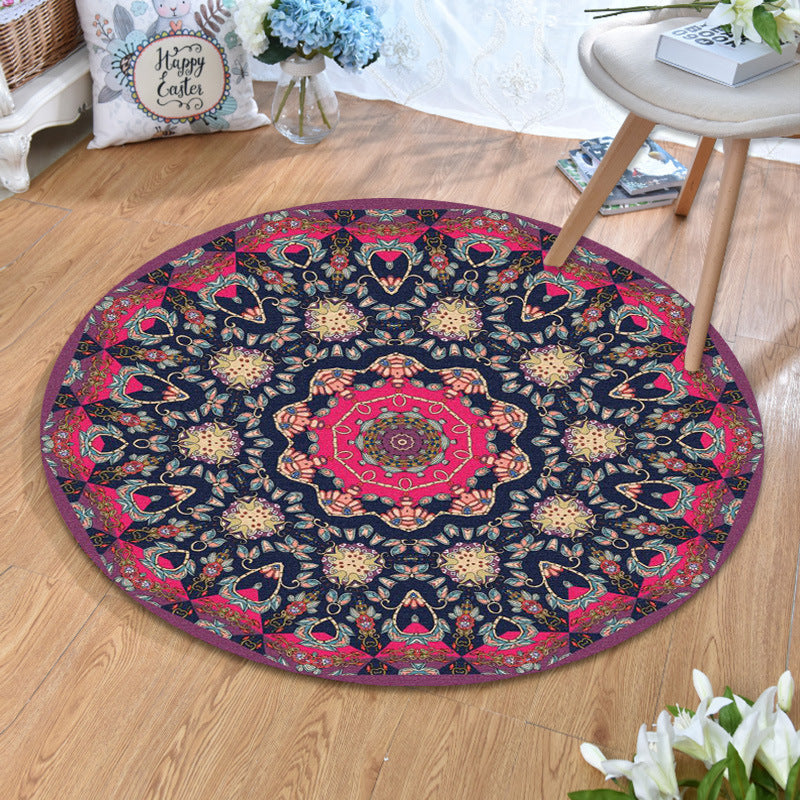 Avtoit | Ethnic Multicolor Print Carpet Polyester Persian Carpet Stain Resistant Machine Washable Non-Slip Carpet for the Living Room