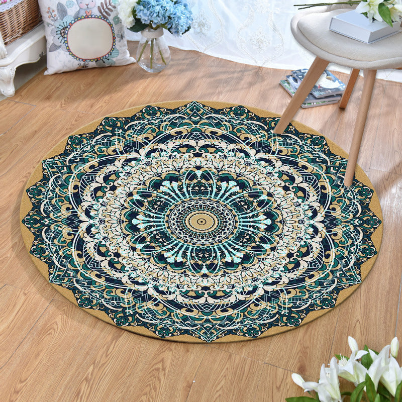 Avtoit | Ethnic Multicolor Print Carpet Polyester Persian Carpet Stain Resistant Machine Washable Non-Slip Carpet for the Living Room