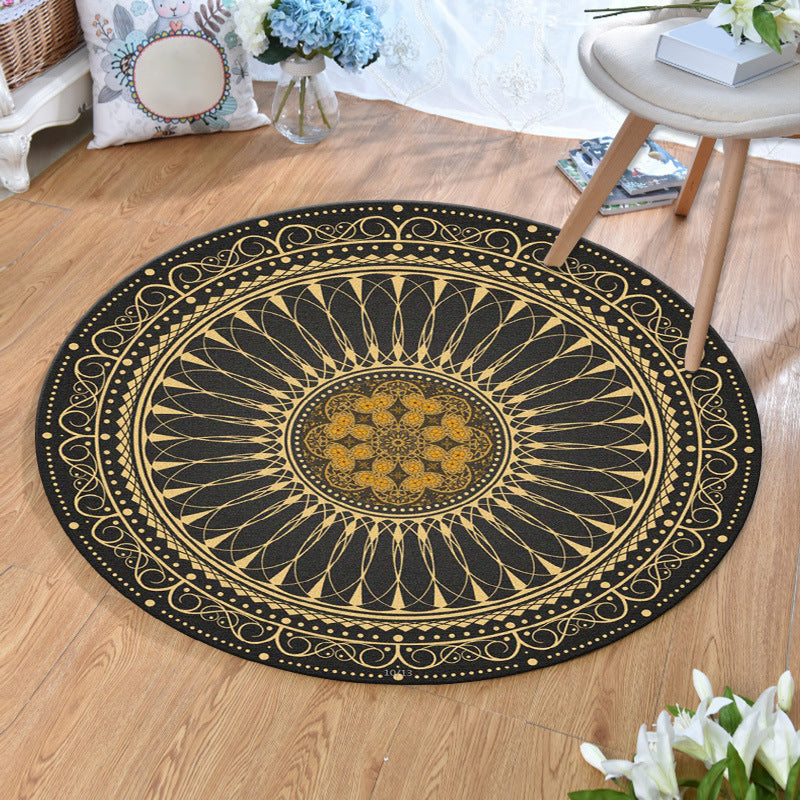 Avtoit | Ethnic Multicolor Print Carpet Polyester Persian Carpet Stain Resistant Machine Washable Non-Slip Carpet for the Living Room