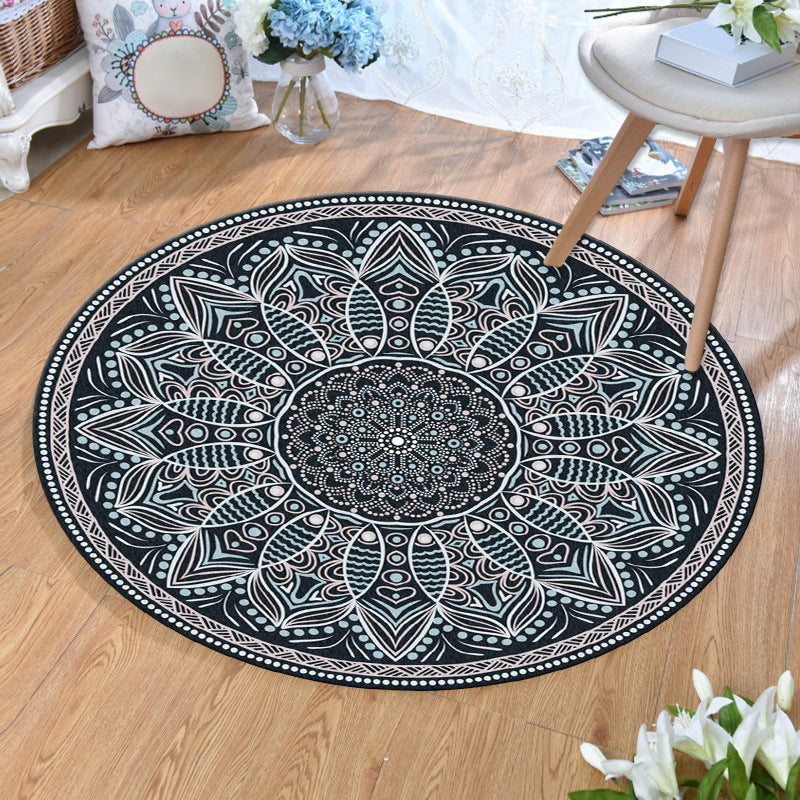 Avtoit | Ethnic Multicolor Print Carpet Polyester Persian Carpet Stain Resistant Machine Washable Non-Slip Carpet for the Living Room