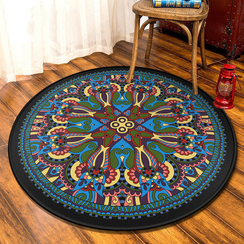 Avtoit | Retro Moroccan Style Rug Multi-Colors Mandala Rug stain-resistant machine washable non-slip backing rug for the door
