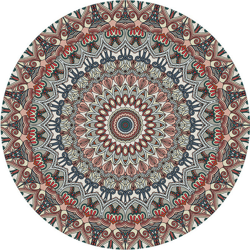 Avtoit | Multicolored bedroom rug Moroccan mandala printed rug Synthetic non-slip backing Washable stain-resistant rug