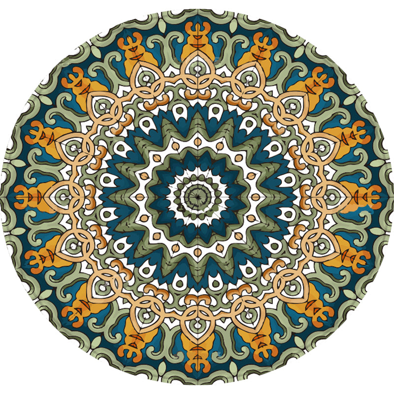 Avtoit | Aesthetic Mandala Rug Multicolored Moroccan Rug Polyester Non-slip Back Washable Stain-resistant Rug for Room