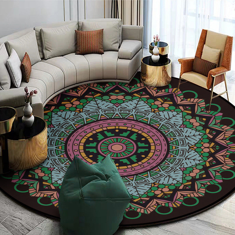 Avtoit | Exotic Mandala EKRAN RUG Multicolor Persian Carpet Synthetic Washable Pet-Friendly Non-Slip Rug for Living Room
